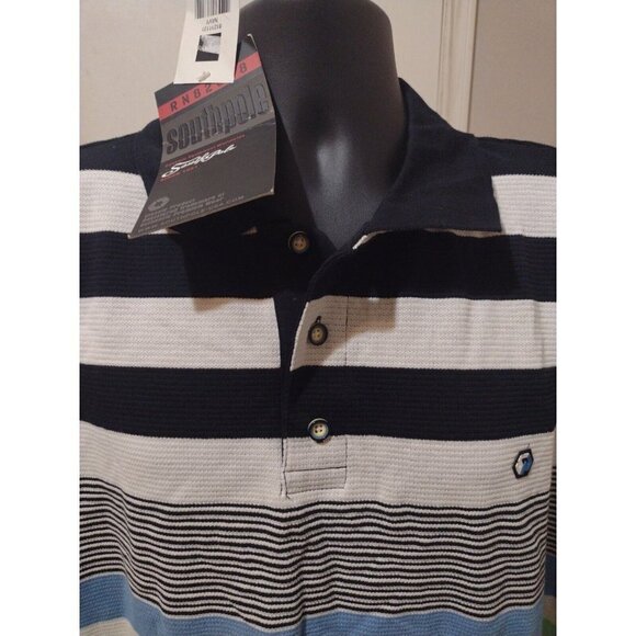 NWT New South Pole MultiColor Short Sleeve Polo Shirt 3XL Cotton Striped - Picture 5 of 11